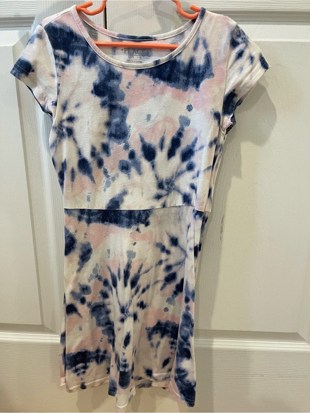 The Children's Place Navy Pink and White Tie-Dye Tee Dress